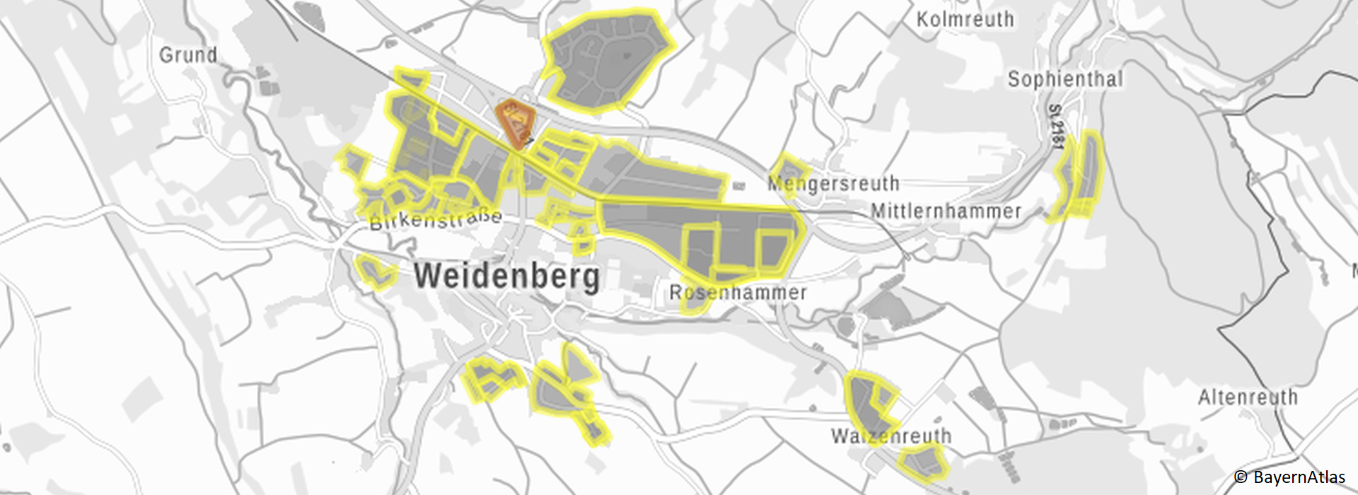 Übersicht Weidenberg im Geoportal Bayern